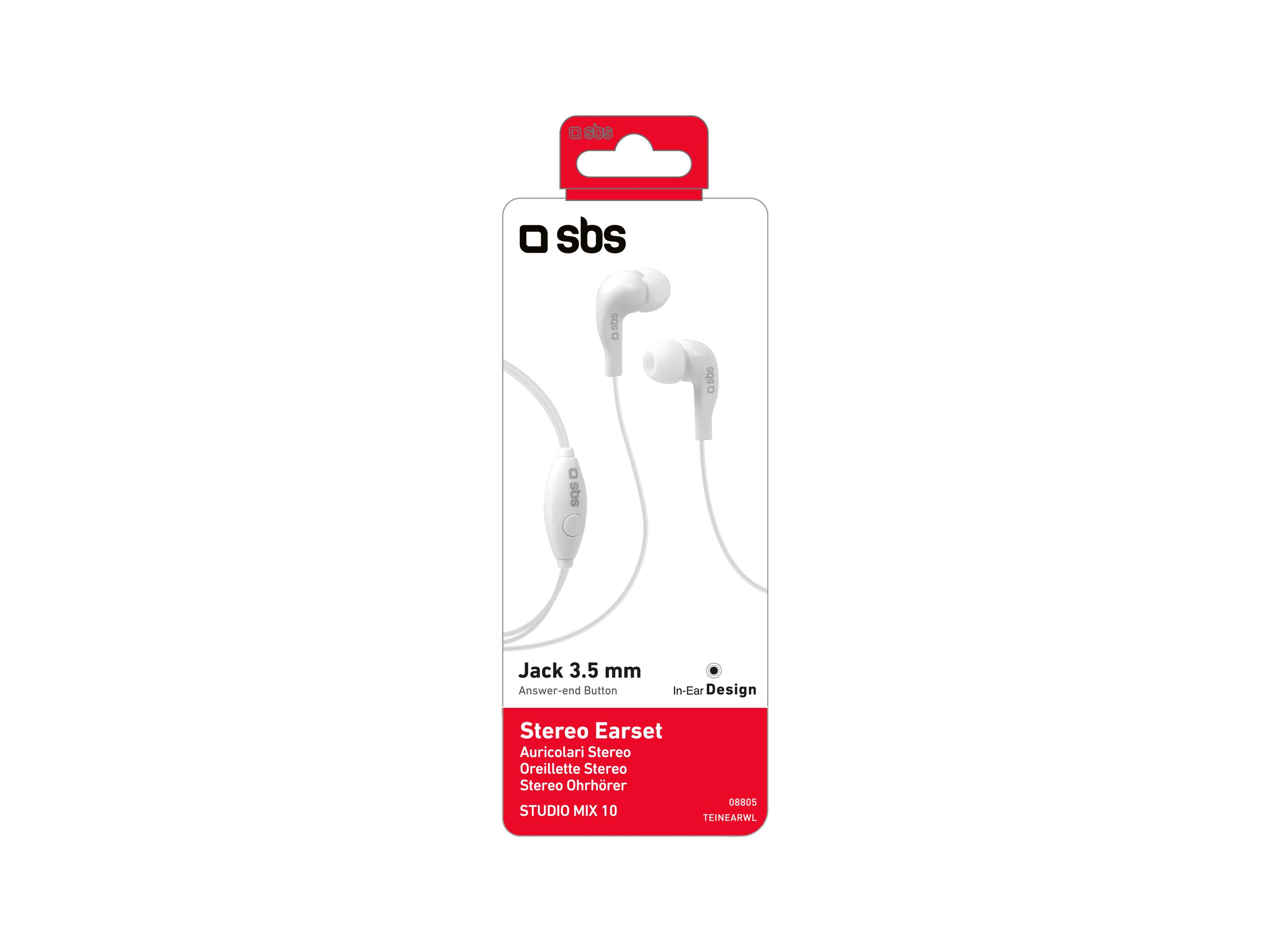 SBS SŁUCHAWKI DOUSZNE SBS Earset Studio Mix Białe #