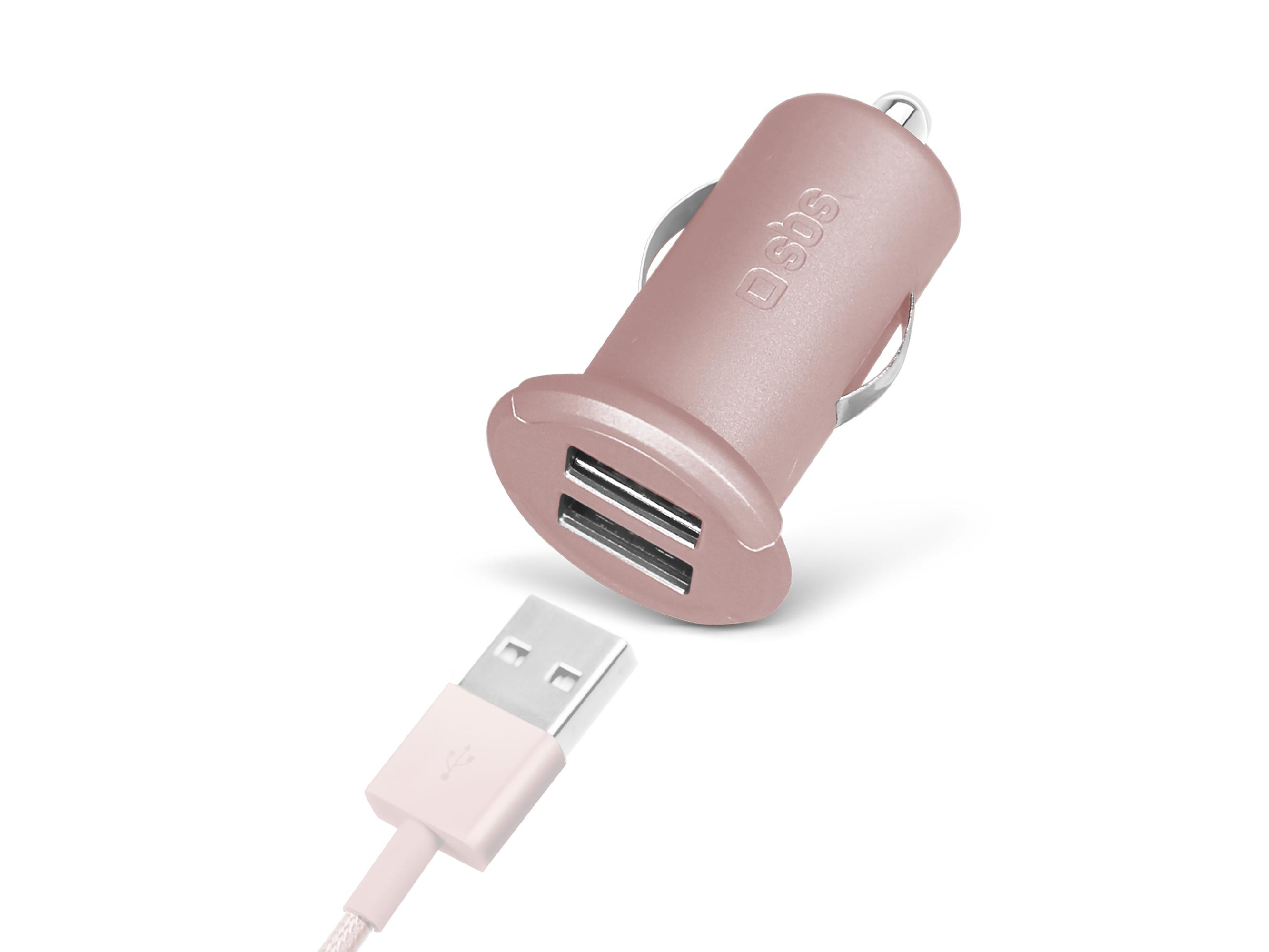 SBS Ładowarka Samochodowa SBS 2.4 A 2xUSB różowe złoto #