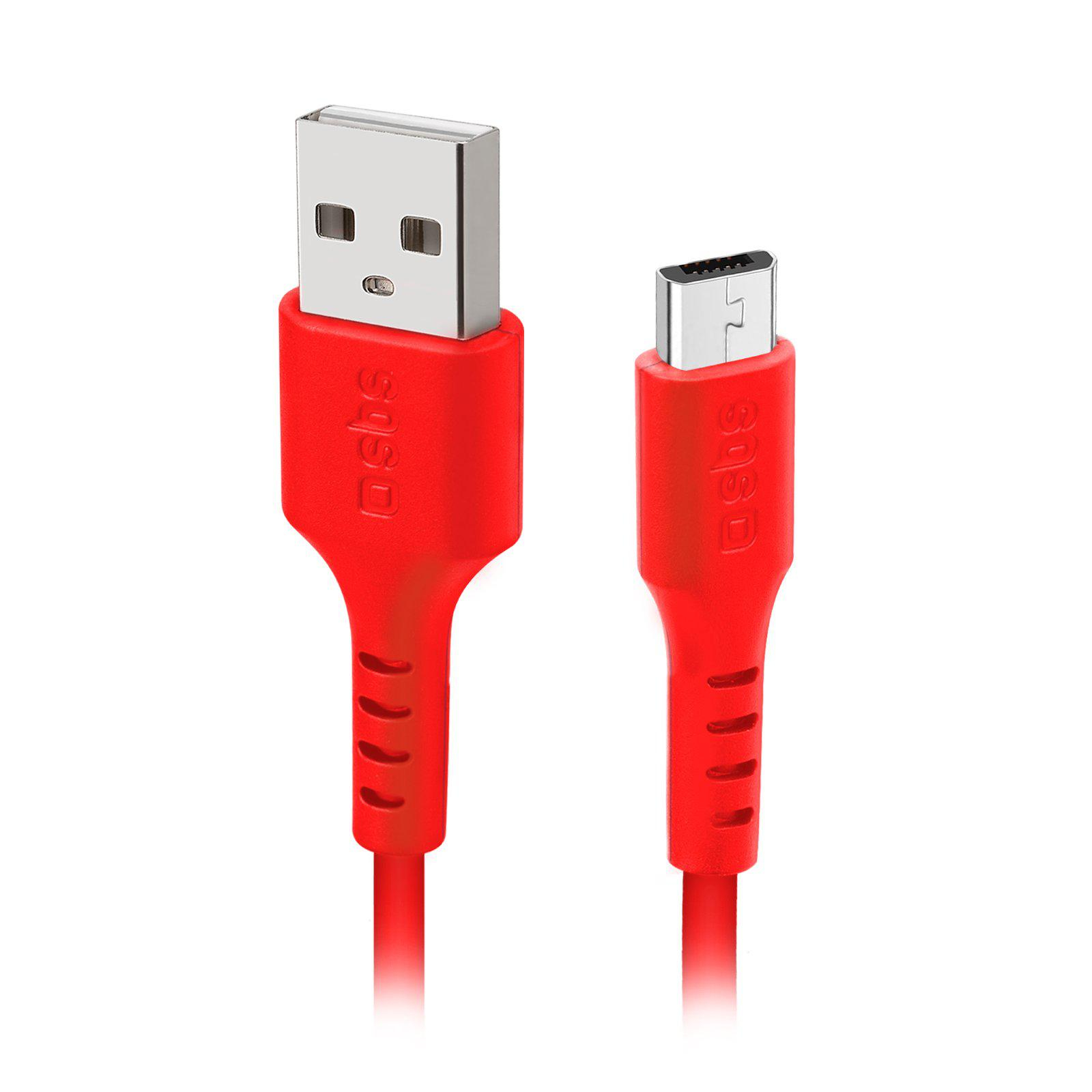 SBS USB-microUSB 1M czerwony