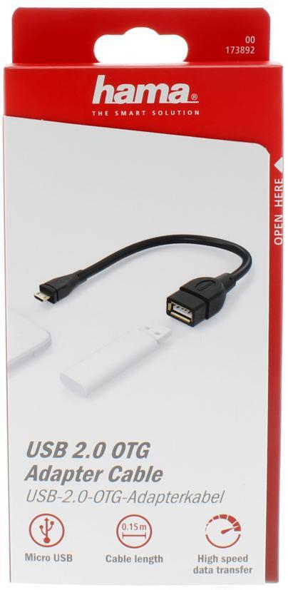 Hama KABEL OTG USB-USB 0.15M HAMA czarny