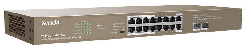 Tenda TEG1118P-16-250W PoE 16-portów 250W Gigabit Ethernet