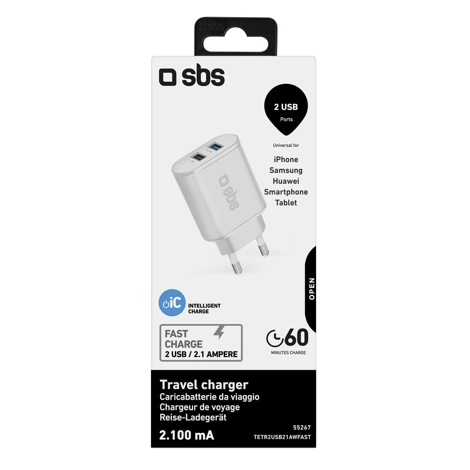 SBS Ładowarka Sieciowa SBS 2.1A FC 2xUSB biała
