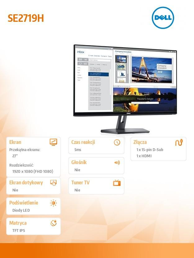 Dell DELL 27'' SE2719H 210-AQKM Czarny