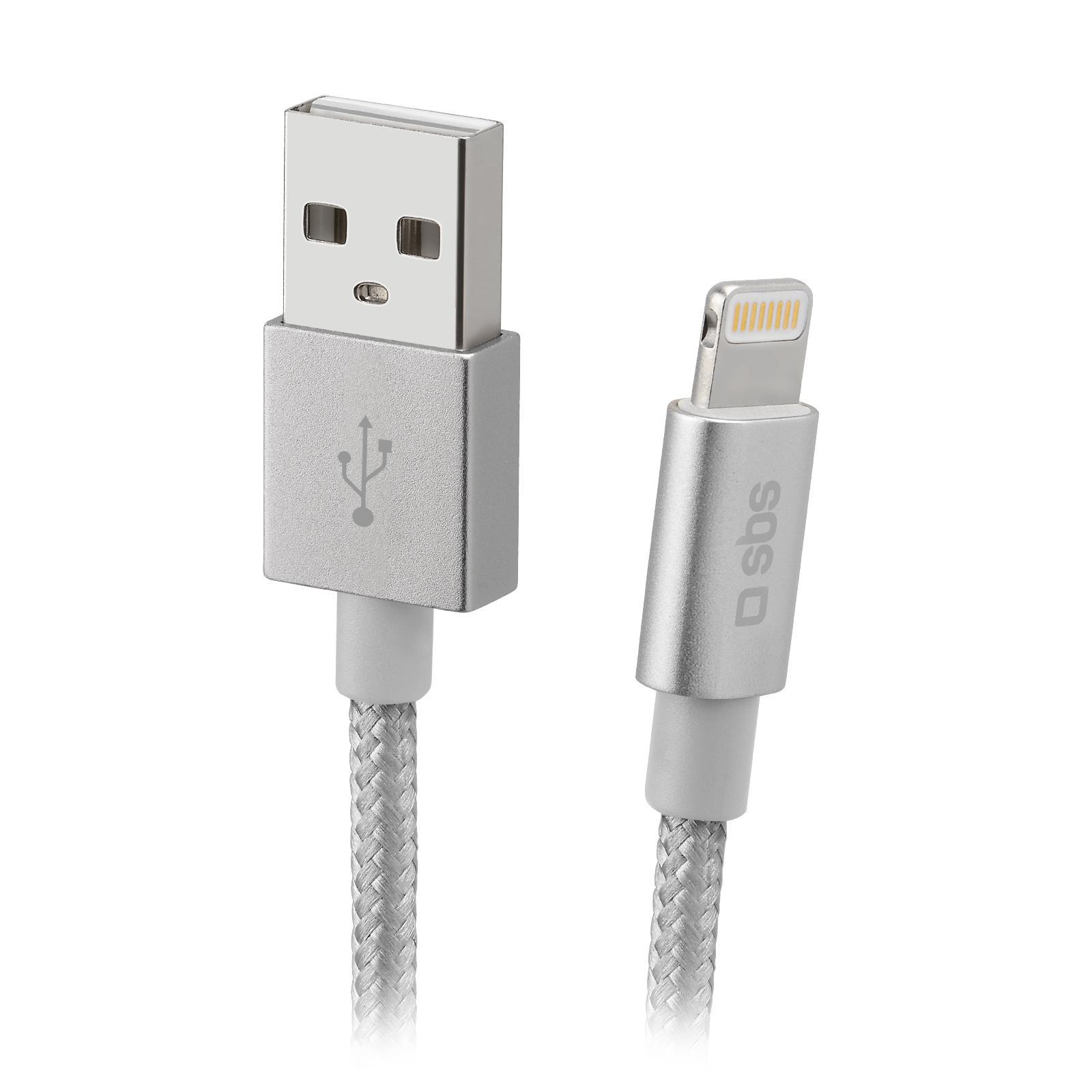 SBS Kabel USB-Lightning SBS MFI C-89 1m w otulinie srebny