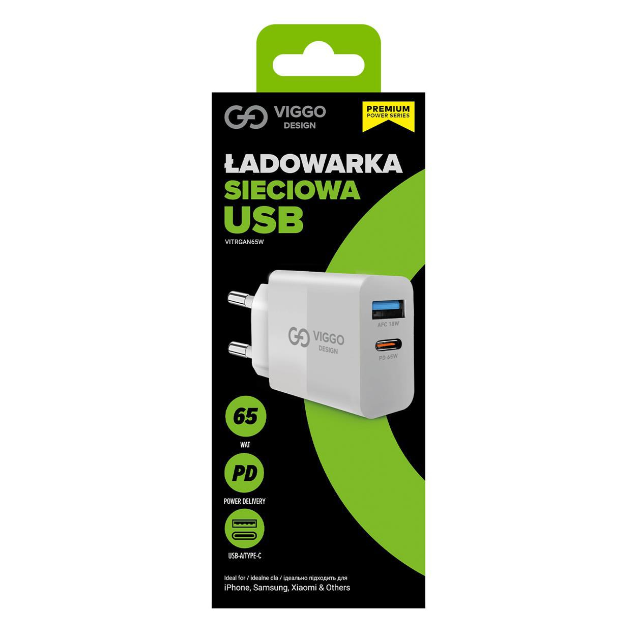 VIGGO DESIGN Ładowarka Sieciowa PREMIUM GaN 65W biała