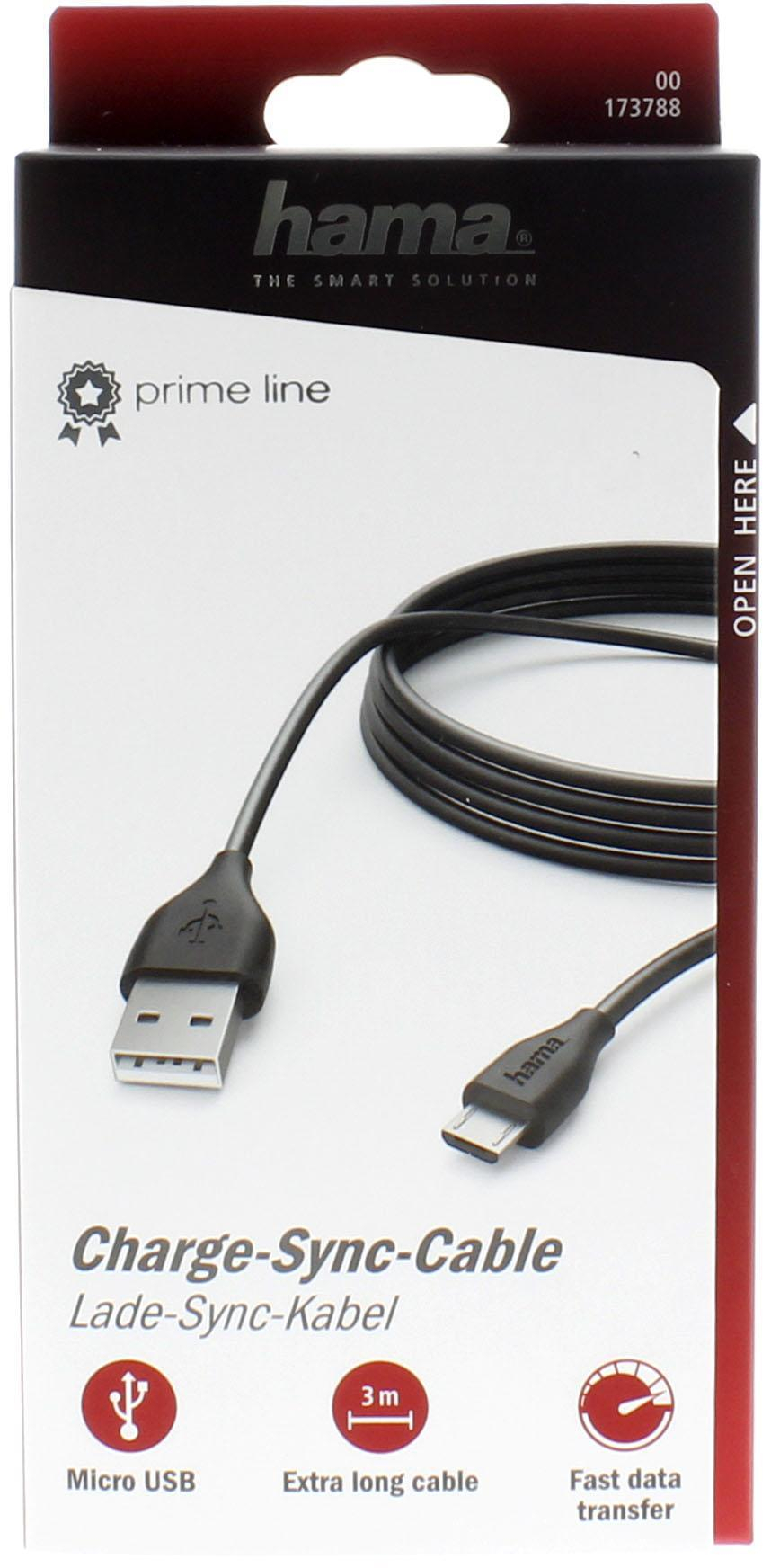 Hama KABEL USB-microUSB 3M HAMA czarny