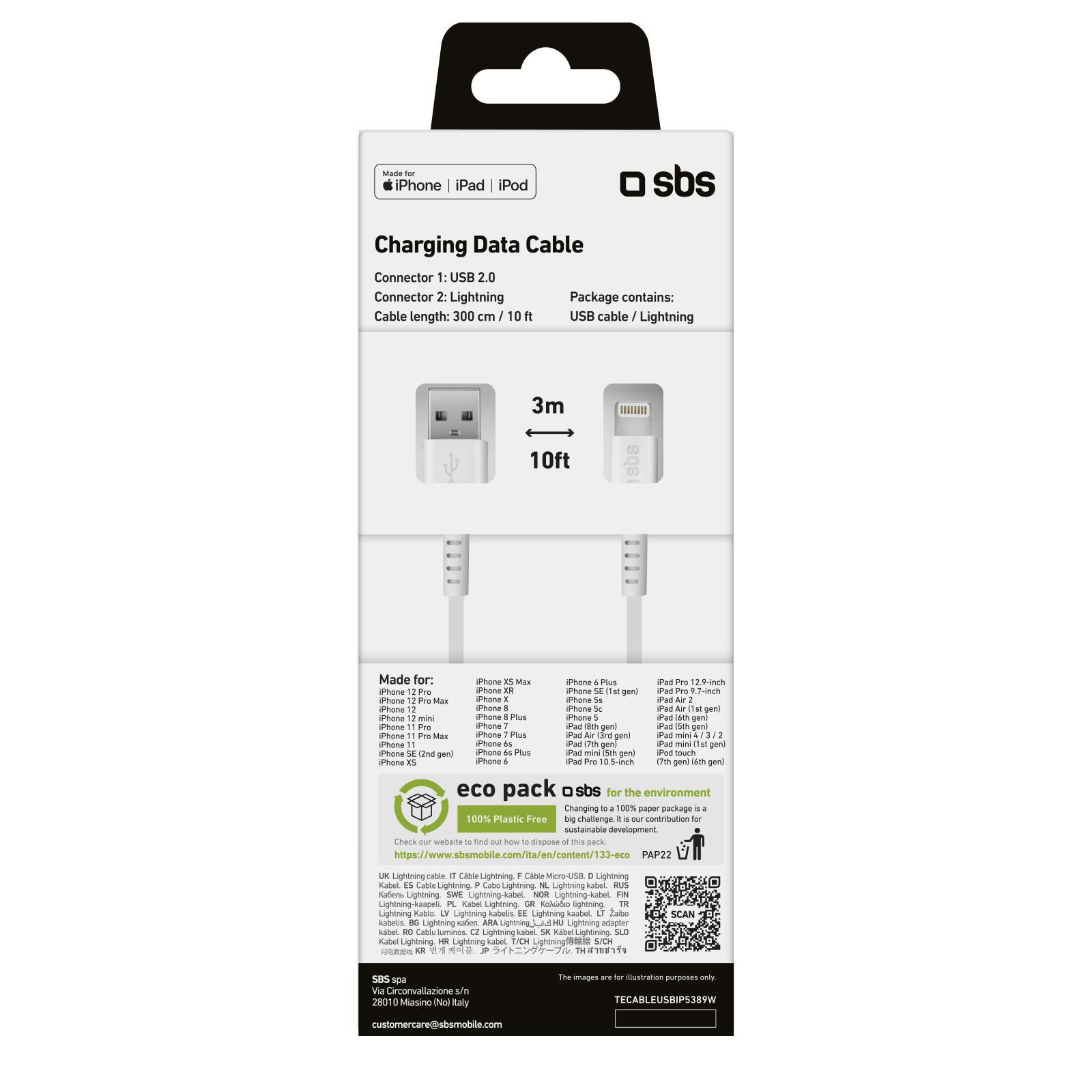 Kabel SBS USB-Lightning MFI C-89 SBS 3M Biały