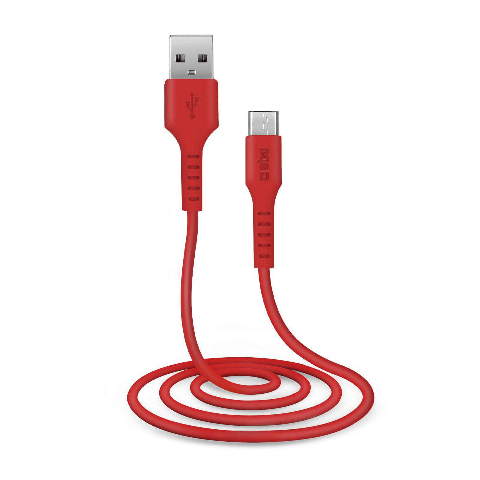 SBS USB-microUSB 1M czerwony