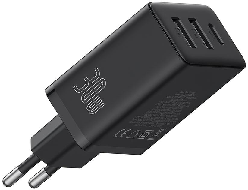 Baseus Ładowarka sieciowa Cube Fast Charger 2xUSB-A USB-C 30W Black