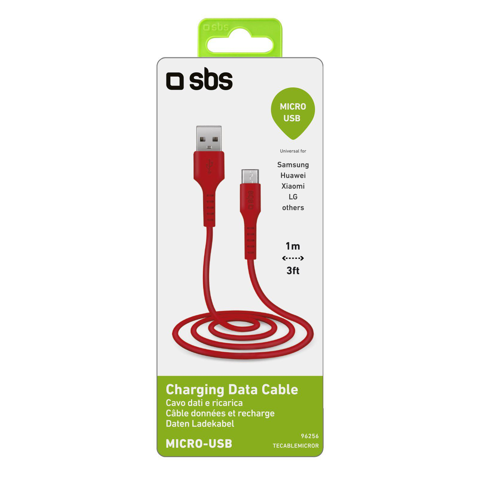 SBS USB-microUSB 1M czerwony
