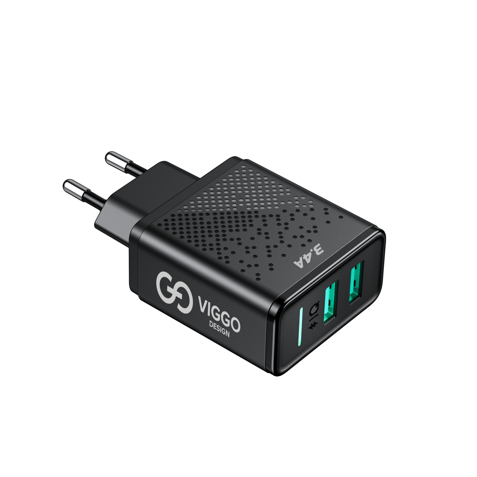 VIGGO DESIGN 2xUSB 3.4A Czarna
