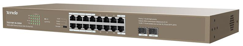 Tenda TEG1118P-16-250W PoE 16-portów 250W Gigabit Ethernet