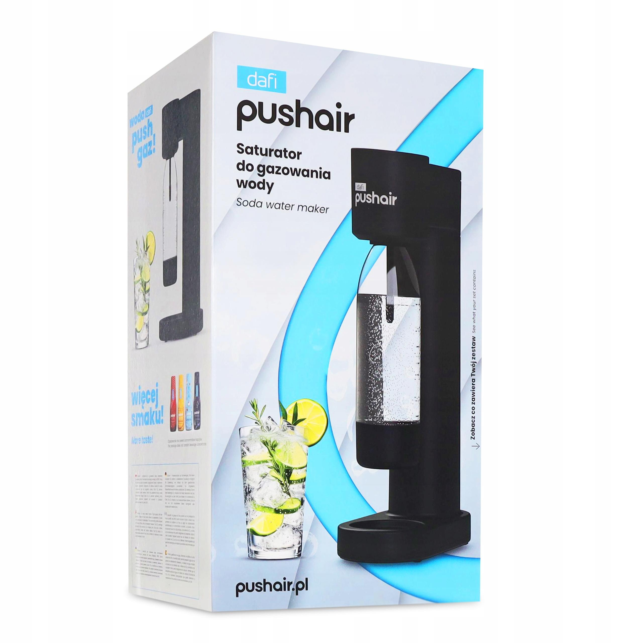 Dafi PUSHAIR SATURATOR Z NABOJEM CO2 + 2 BUTELKI 0,7 - CZARNY