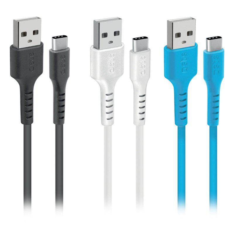 SBS Zestaw 3 kabli USB - USB-C SBS czarny, biały, niebieski #