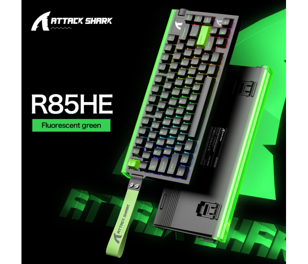 Attack Shark R85 HE Rapid Trigger 8kHz/256kHz neonowa zieleń/czarna ...