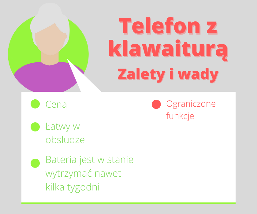 Infografika wady i zalety telefonów z klawiaturą