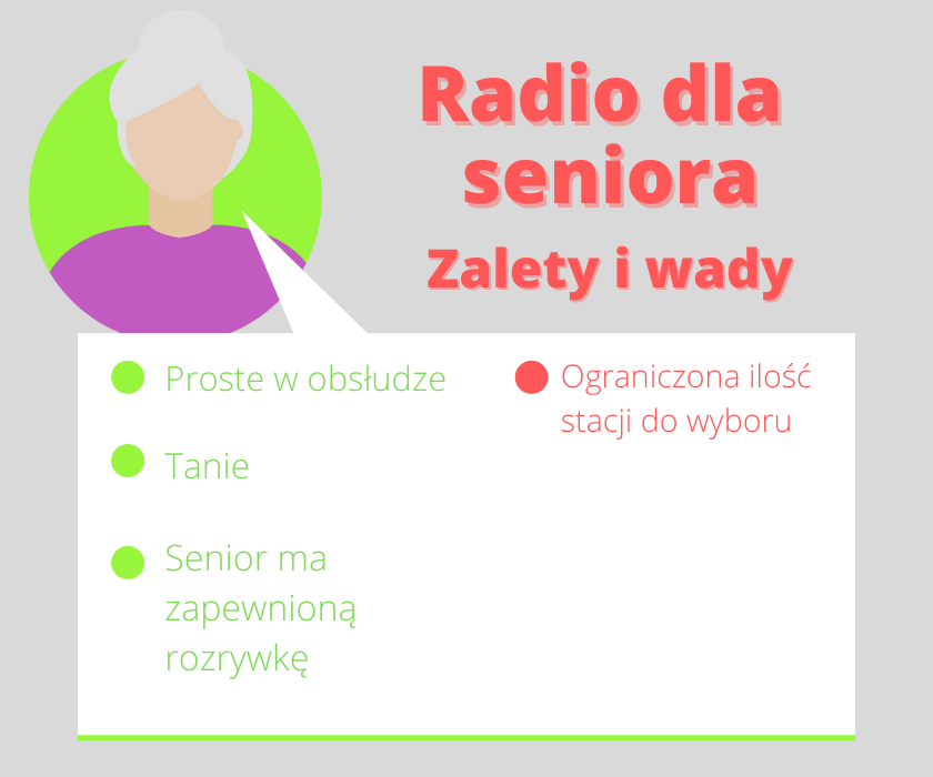 Infografika - radio dla seniora wady i zalety