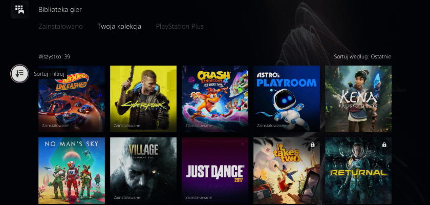 Biblioteka gier na Playstation 5