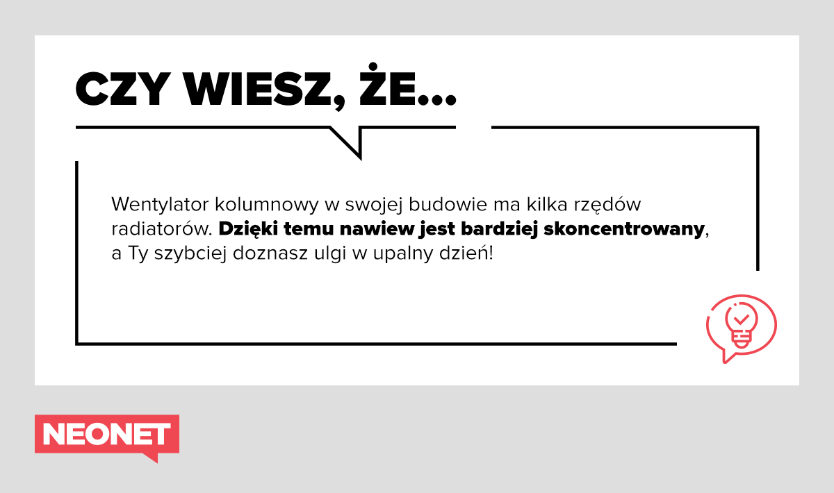 Infografika informująca, w jaki sposób działa wentylator kolumnowy