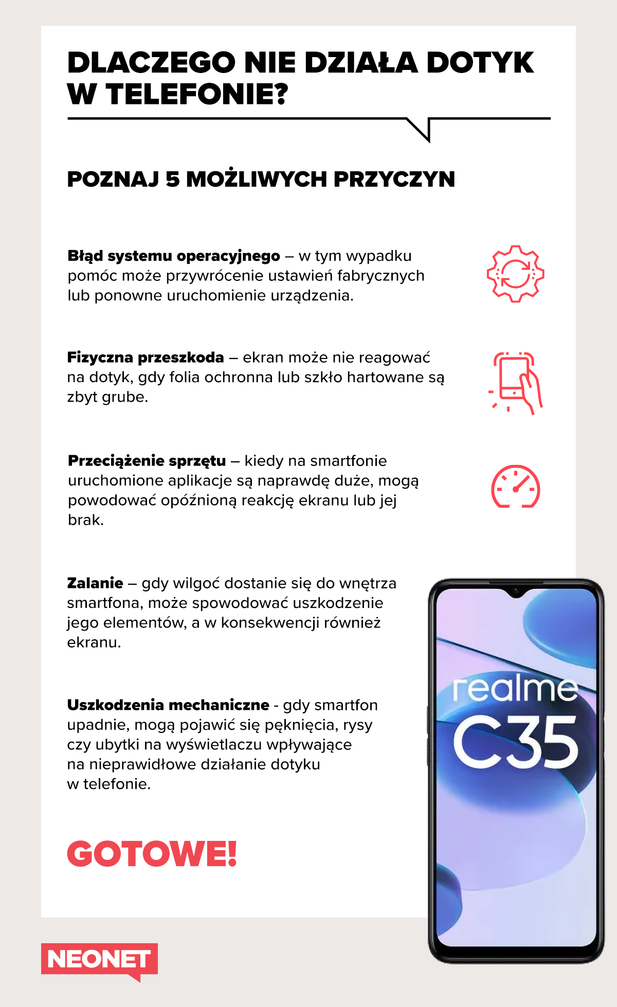 nie działa dotyk w telefonie