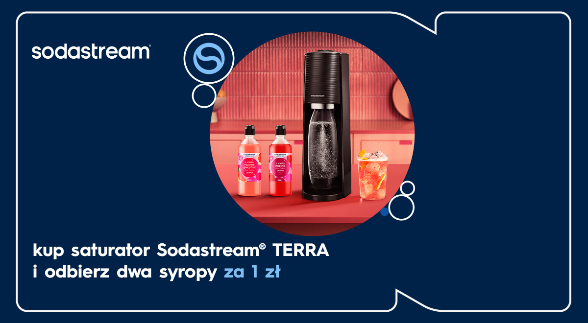 Saturator Terra + 2 syropy SodaStream za 1 zł