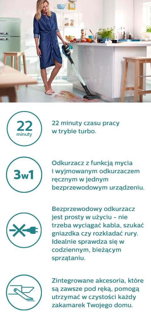 Philips Dokładne porządki. Odkurzacz z funkcją mycia