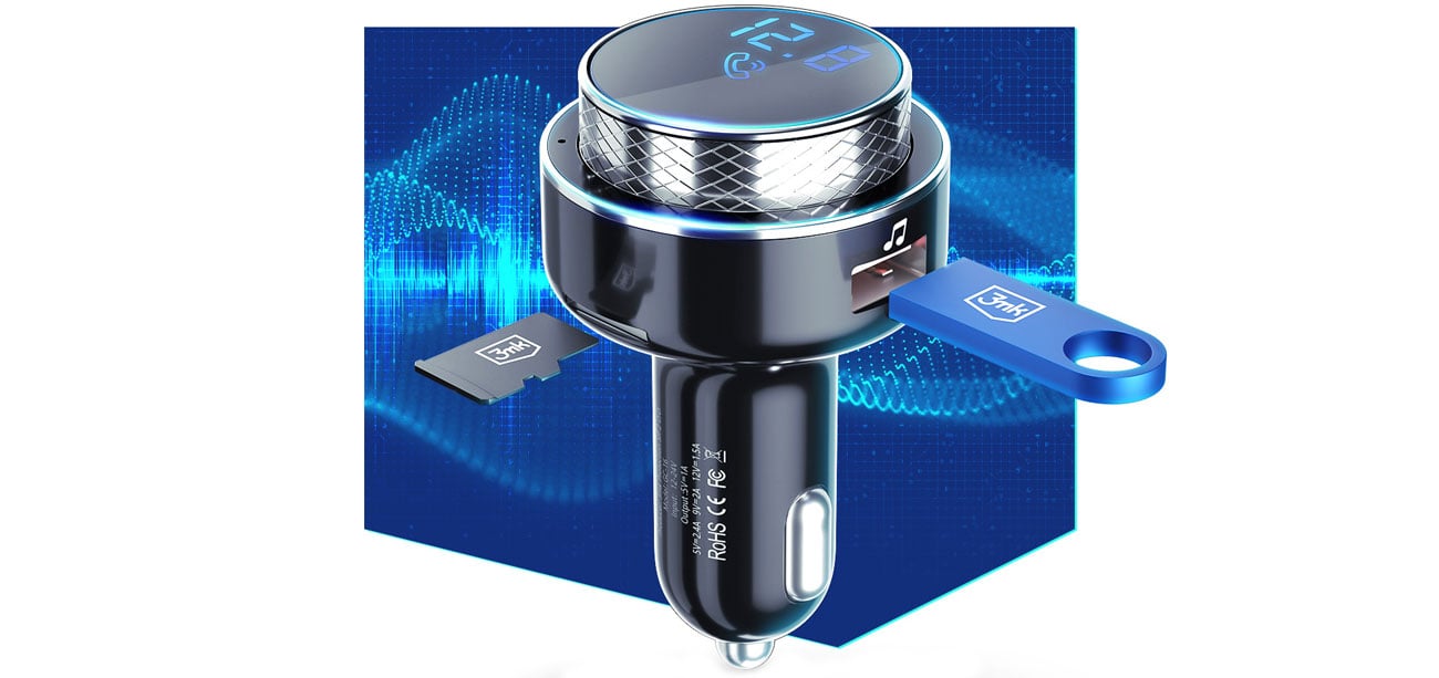 Transmiter FM 3mk Hyper Car (Bluetooth, USB, microSD)