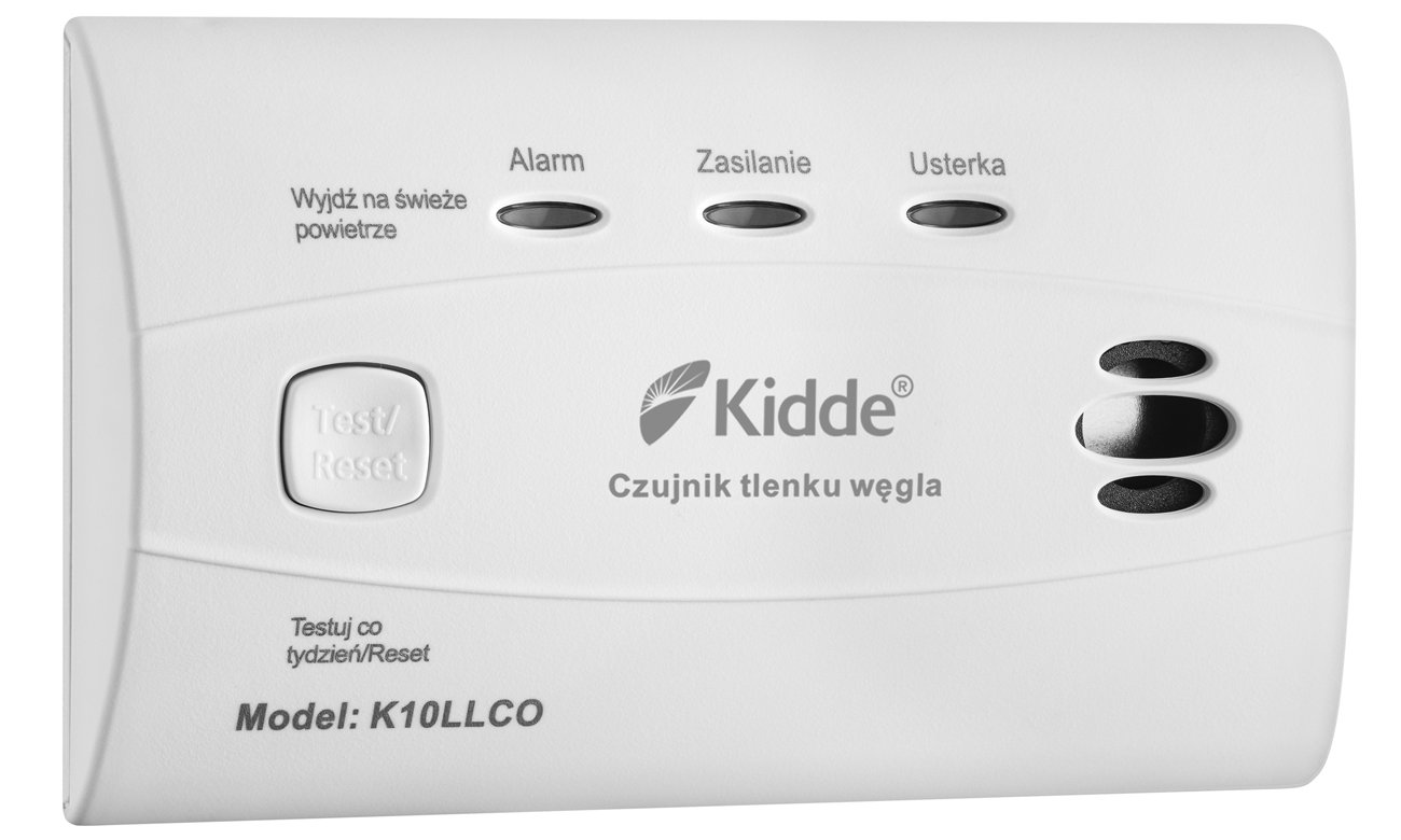 Czujnik tlenku węgla Kidde K10LLCO - Widok od przodu pod kątem