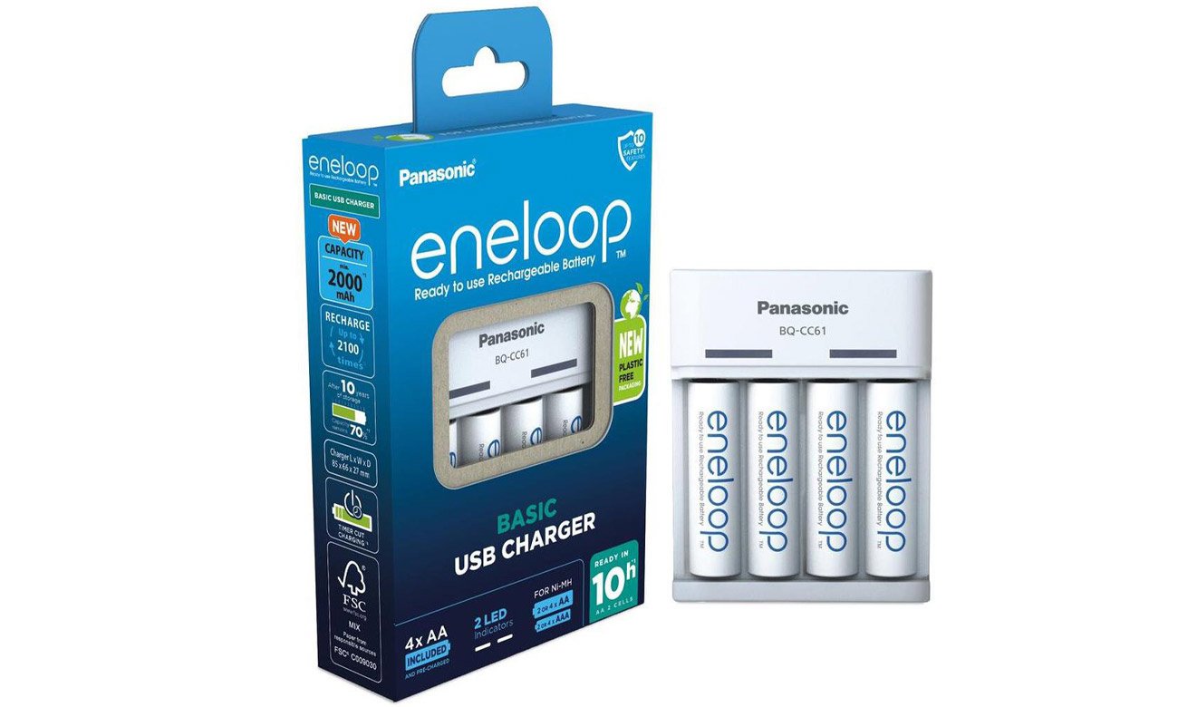 Ładowarka Panasonic BASIC USB + 4x AA ENELOOP 2000 mAh