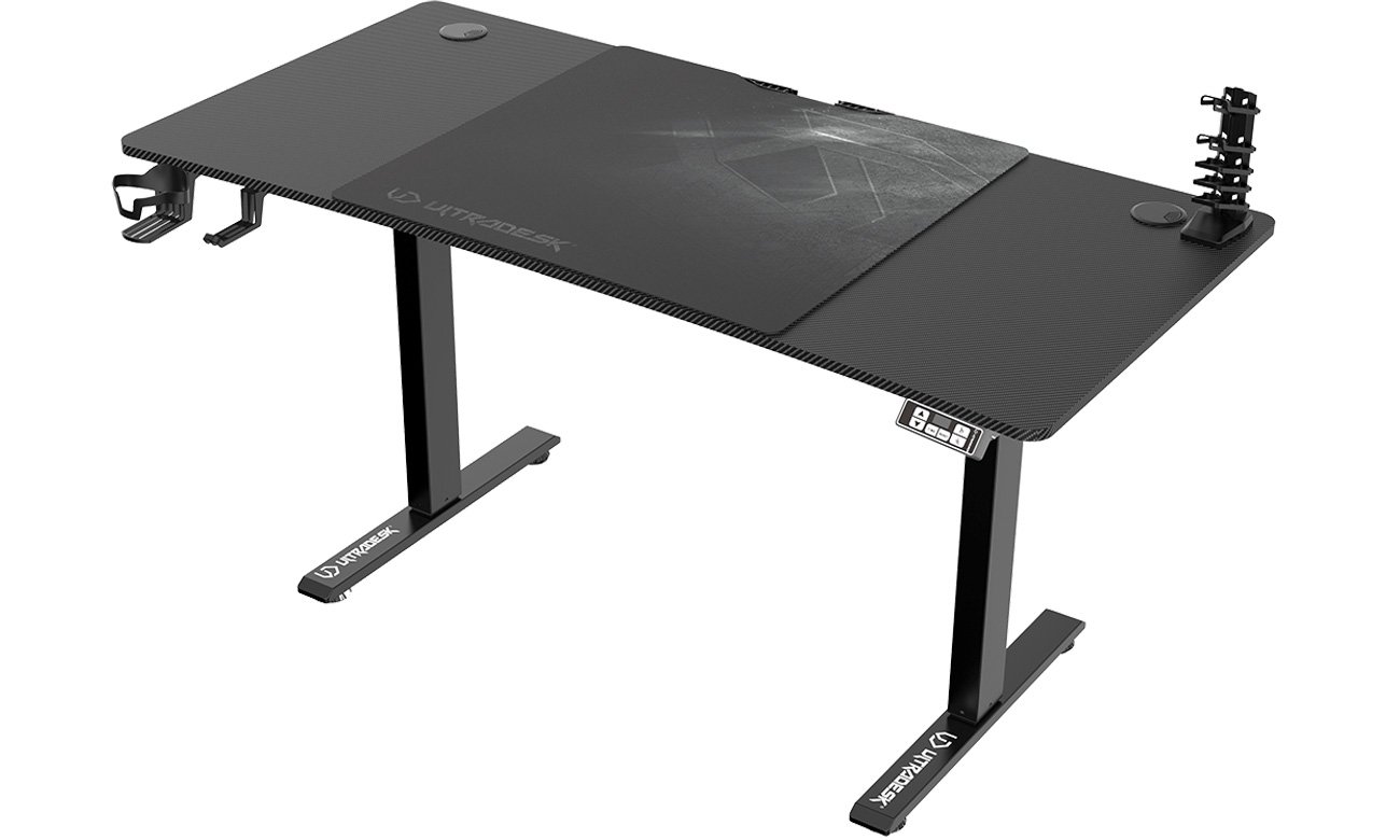 Biurko gamingowe Ultradesk Level V2 Czarne - Widok od przodu pod kątem