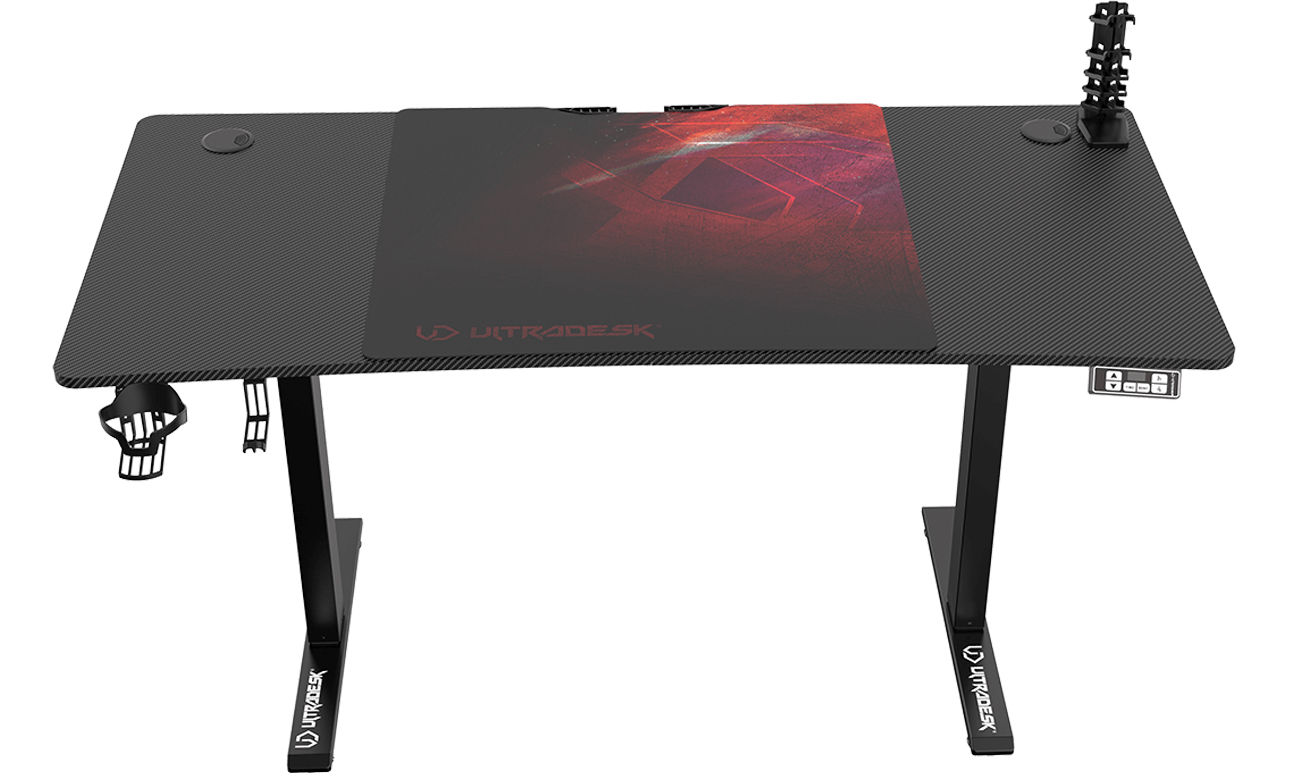 Biurko gamingowe Ultradesk Level V2 Czarno-czerwone - Widok od przodu