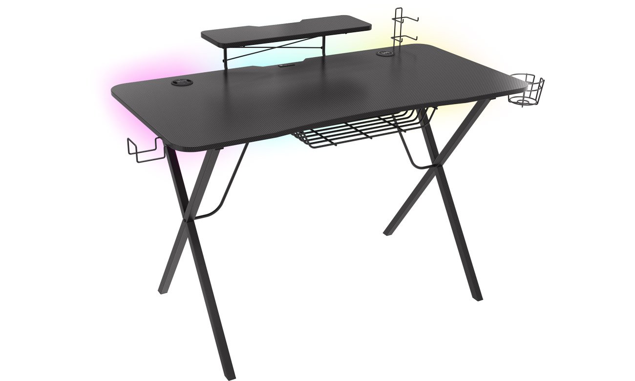 Biurko gamingowe Genesis HOLM 300 RGB - Widok od przodu pod kątem