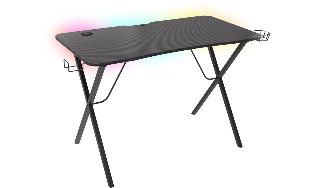 Biurko gamingowe Genesis HOLM 200 RGB - Widok od przodu pod kątem
