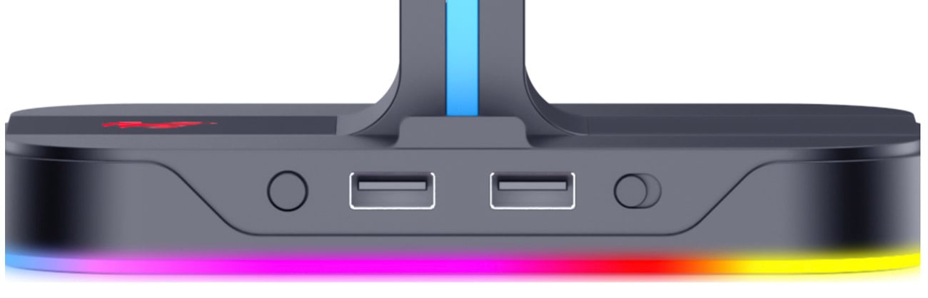 Stojak na słuchawki Havit TH650 RGB - Dwa porty USB