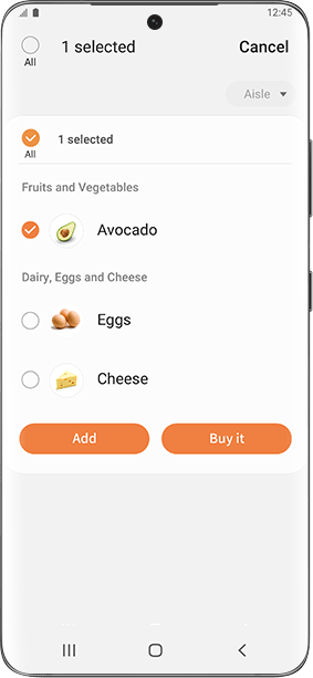 Jedna z funkcji aplikacji SmartThings, czyli możliwość sporządzania list na zakupy.