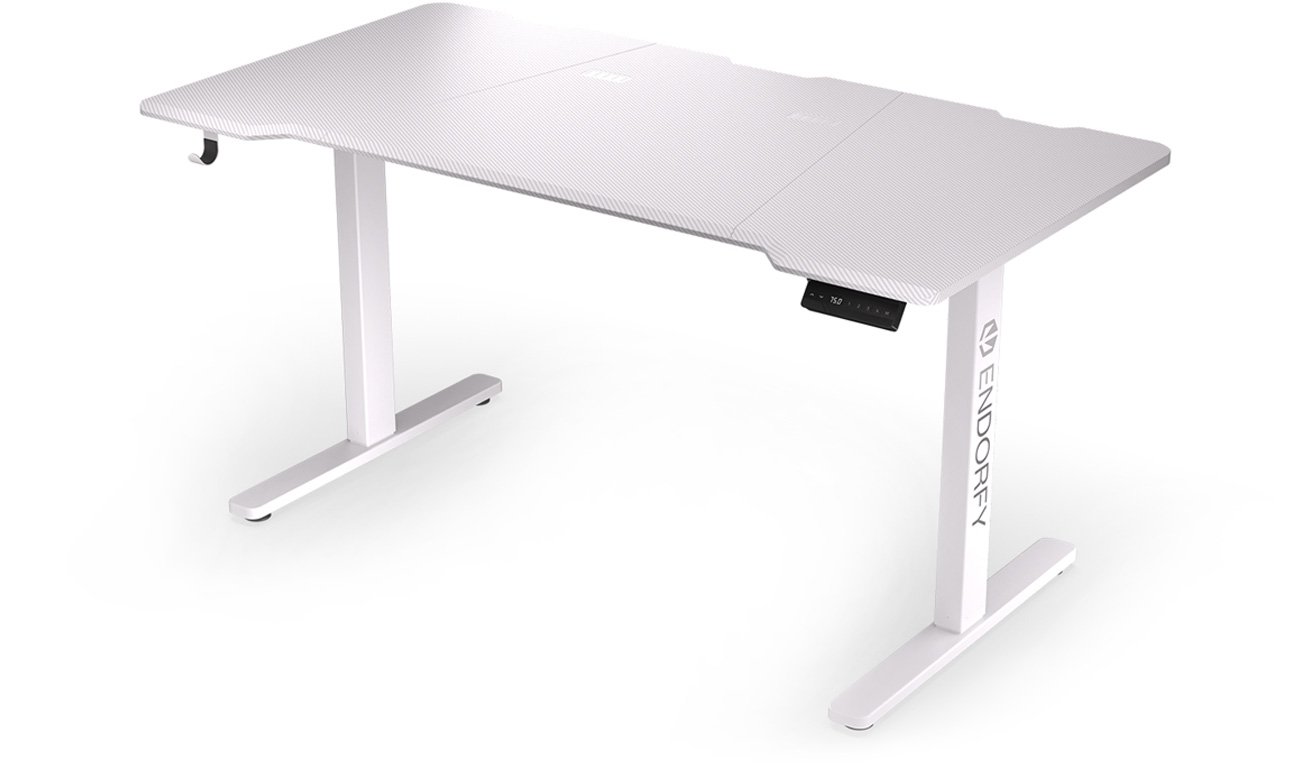Biurko gamingowe ENDORFY Atlas L Electric Onyx White - Widok od przodu pod kątem