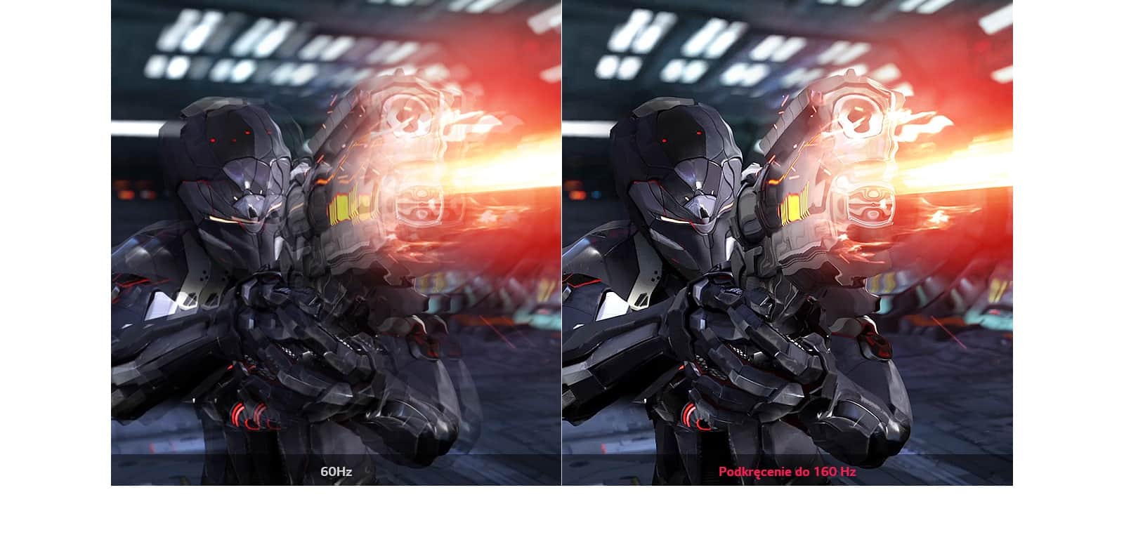 porównanie odświeżania 60 Hz i 160 Hz
