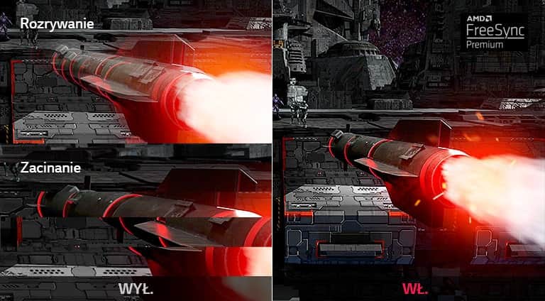 Ruch w grach z AMD FreeSync™ Premium Pro i bez