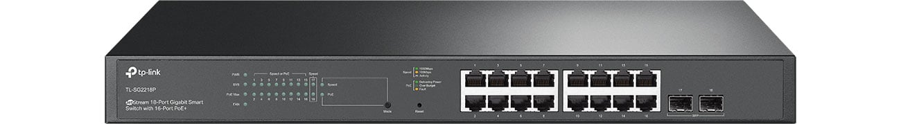 TP-Link TL-SG2218P widok z przodu, porty