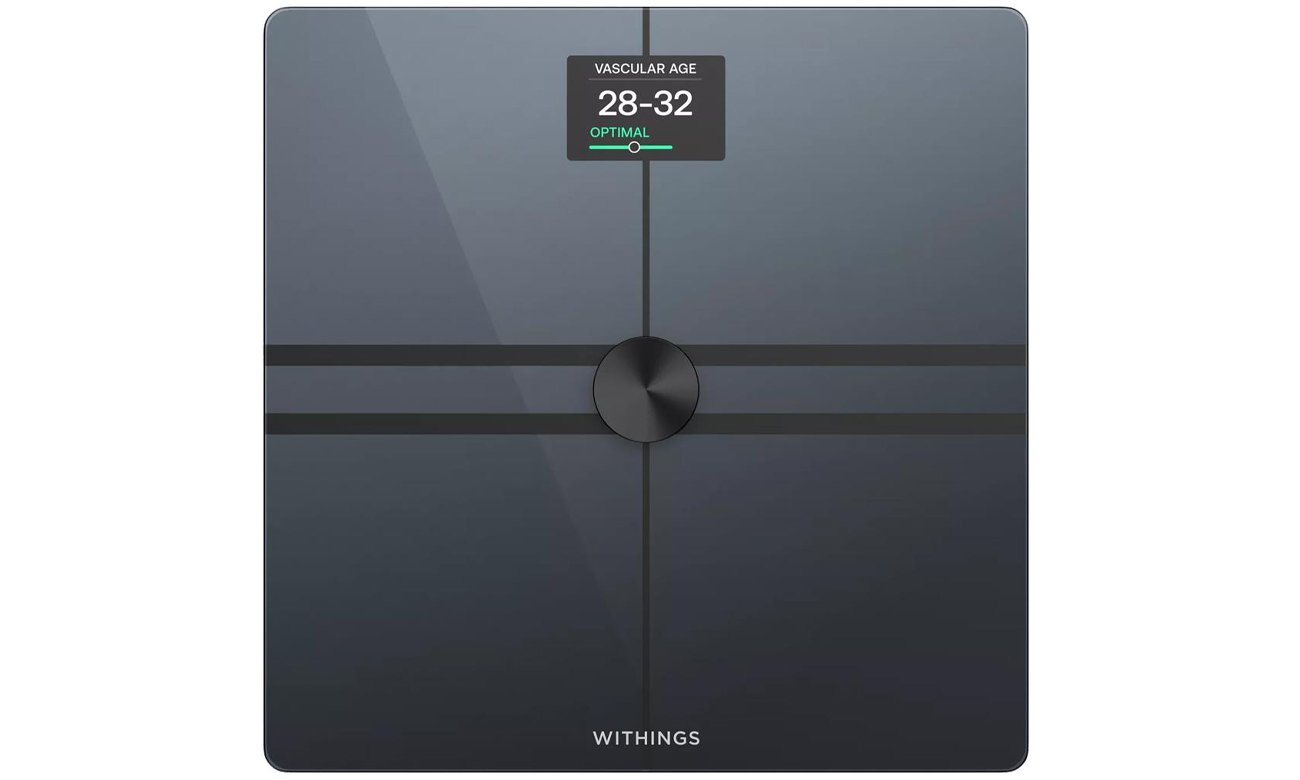 Czarna inteligentna waga Withings Body Comp - widok od przodu