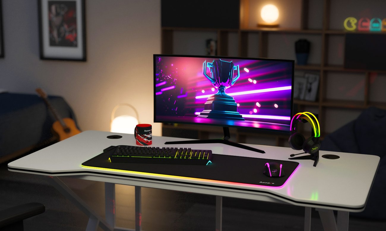 Biurko gamingowe Huzaro Hero 1.6 White - Grafika lifestyle