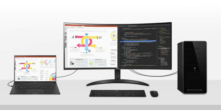 Ten monitor pozwala na wyświetlanie obrazów z dwóch komputerów dzięki funkcji Picture By Picture, co ułatwia pracę.
