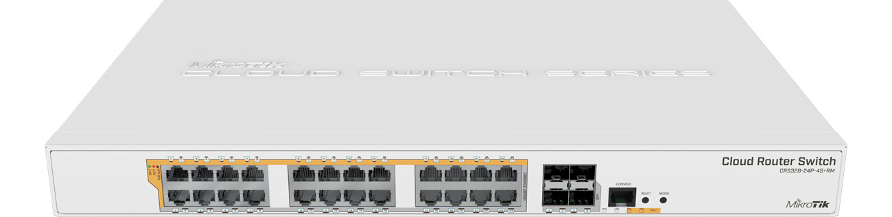 MikroTik CRS328-24P-4S+RM widok z przodu