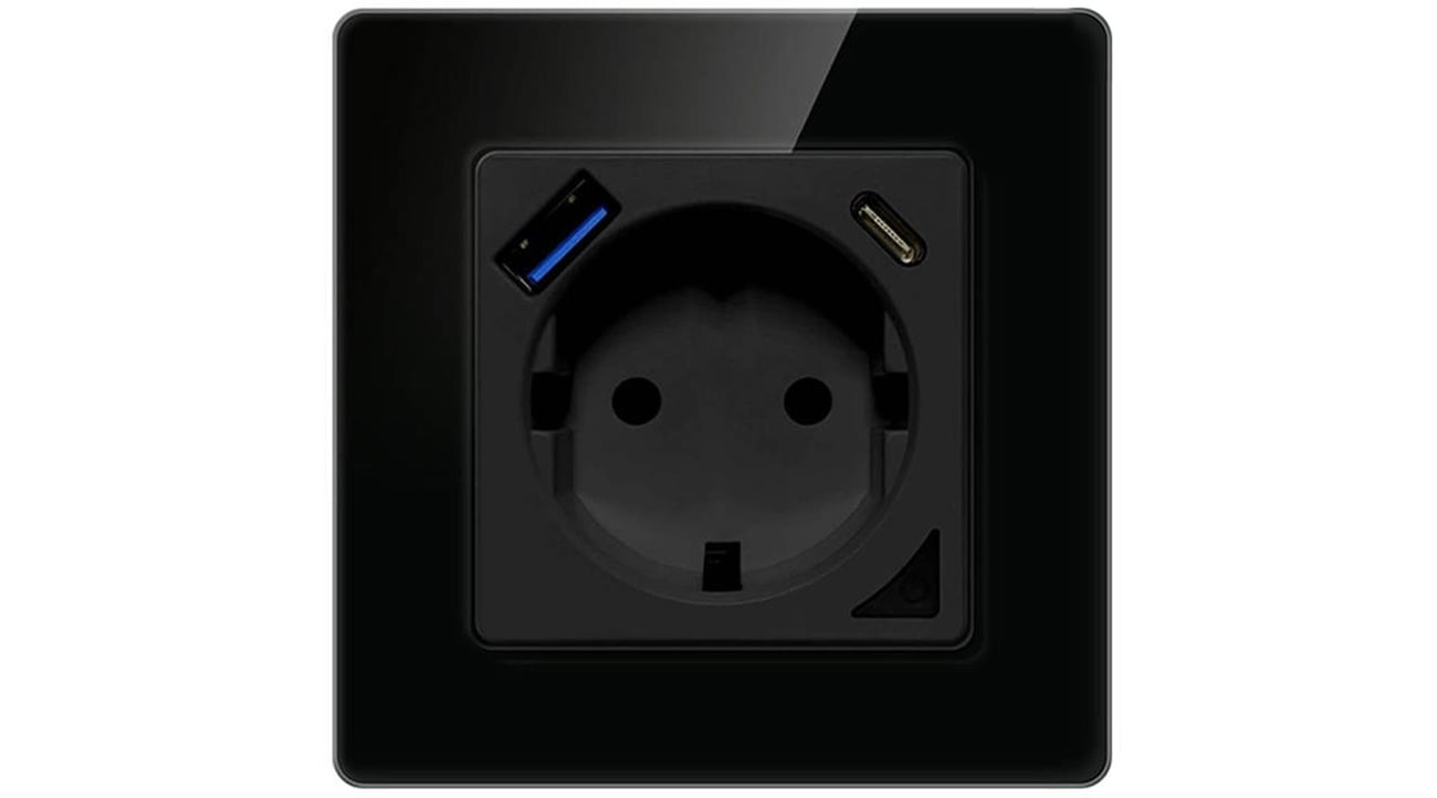 Inteligentne gniazdo ścienne Avatto WiFi USB i USB-C TUYA (czarne)