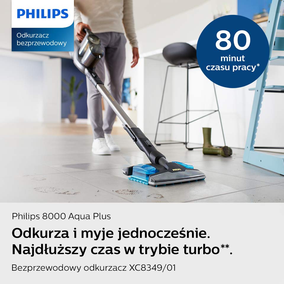Philips 3w1: nasadka zasysająca 360°, system do odkurzania i mycia, odkurzacz ręczny