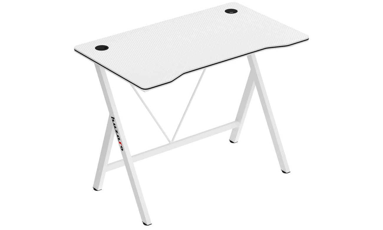 Biurko gamingowe Huzaro Hero 1.4 White - Widok od przodu pod kątem