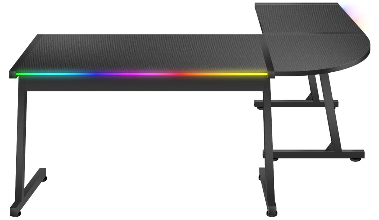 Biurko gamingowe Huzaro Hero 6.0 Czarne RGB - Widok od tyłu pod kątem