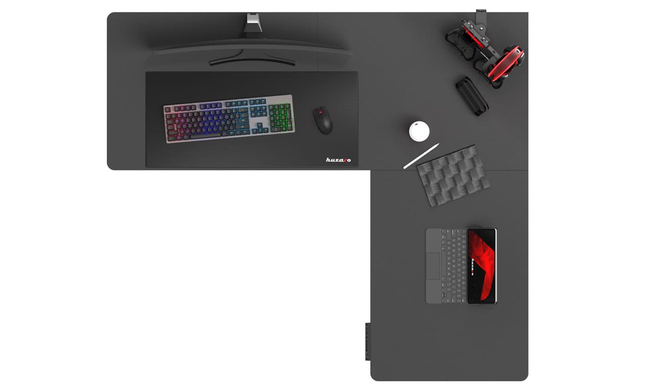 Biurko gamingowe Huzaro Hero 9.5 Black (elektryczna regulacja) - Widok od góry