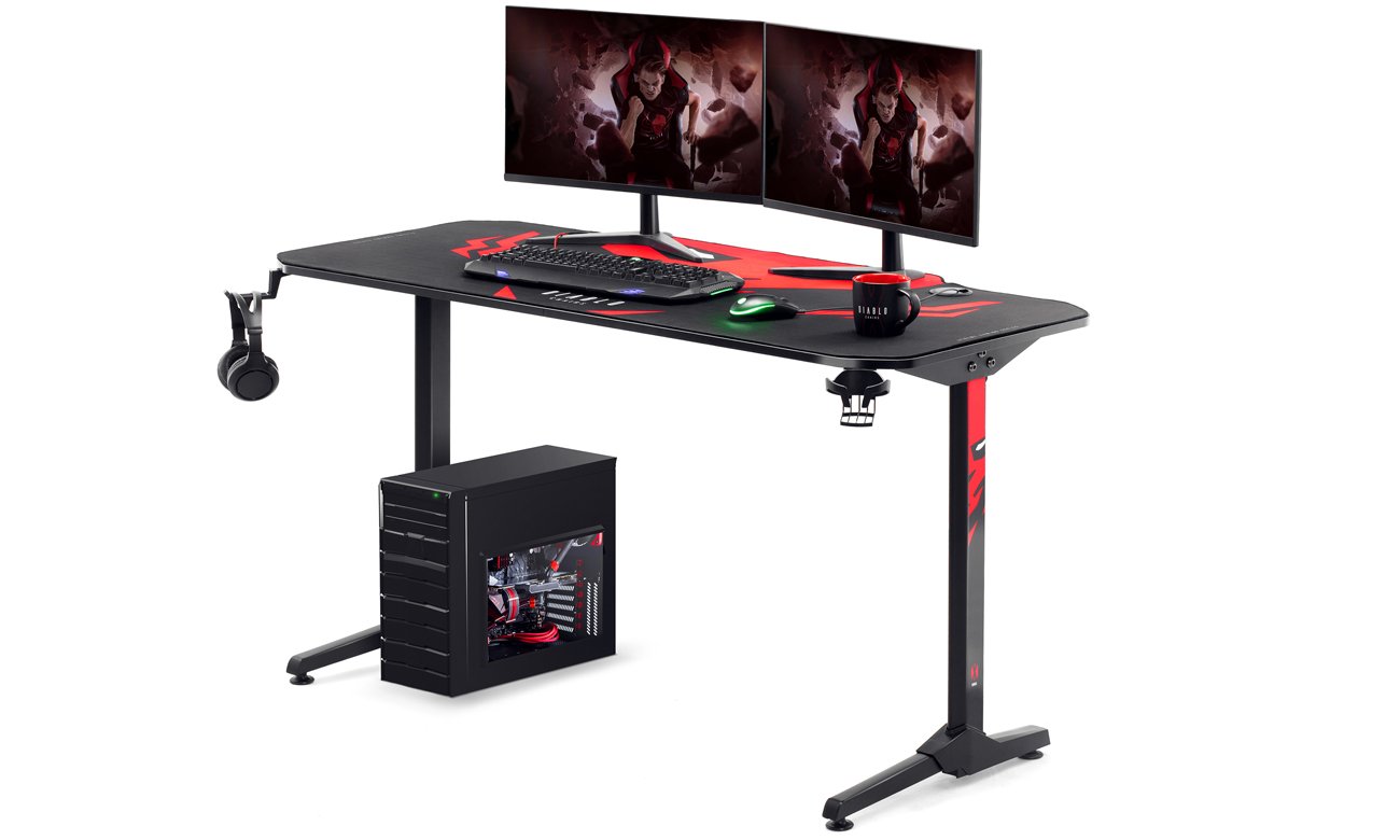 Biurko gamingowe Diablo Chairs X-Mate 1400 - Szeroki blat z karbonową powłoką