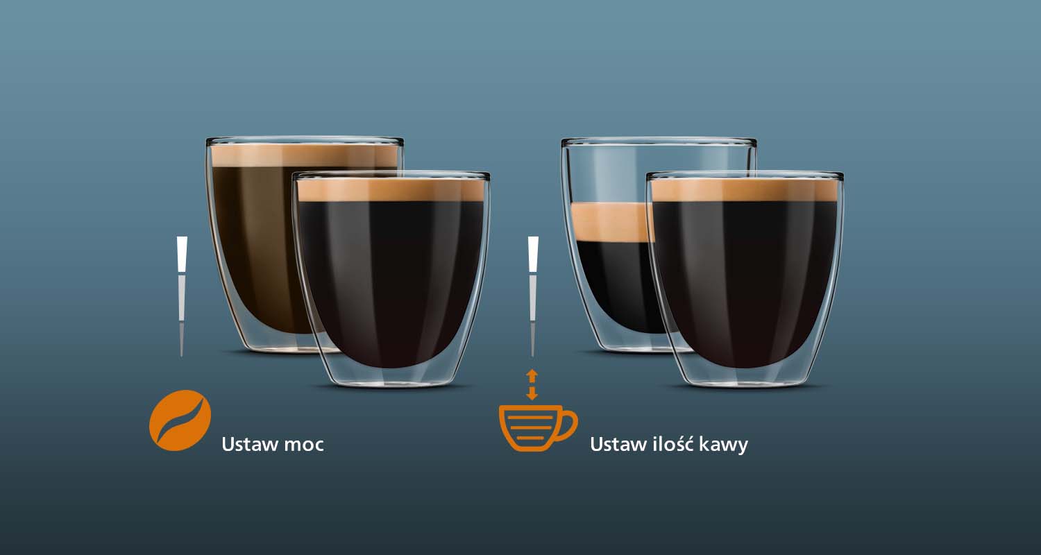 Ustaw moc i ilość kawy zgodnie z Twoimi upodobaniami
